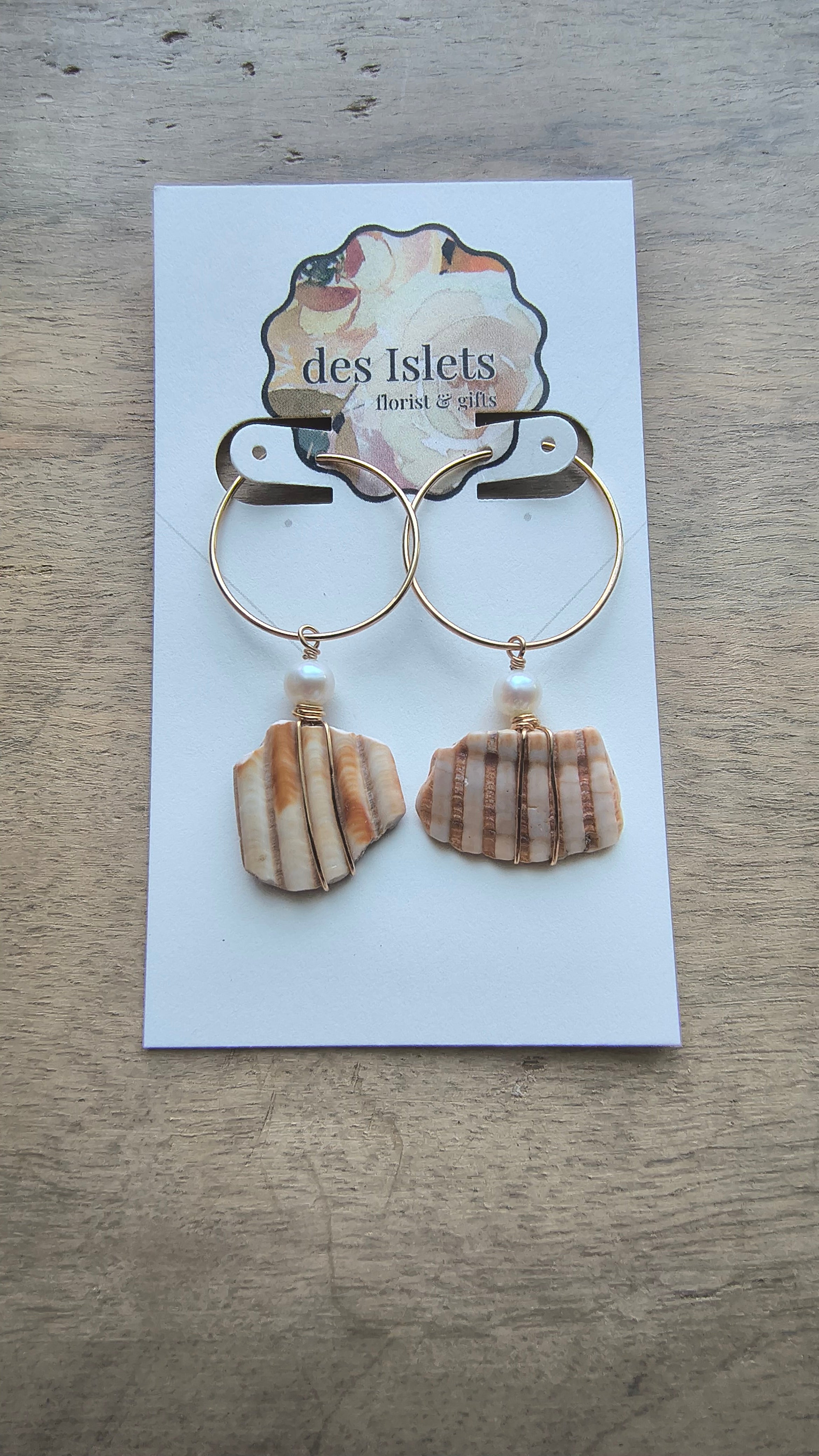 Gold Hoop Shell Earrings