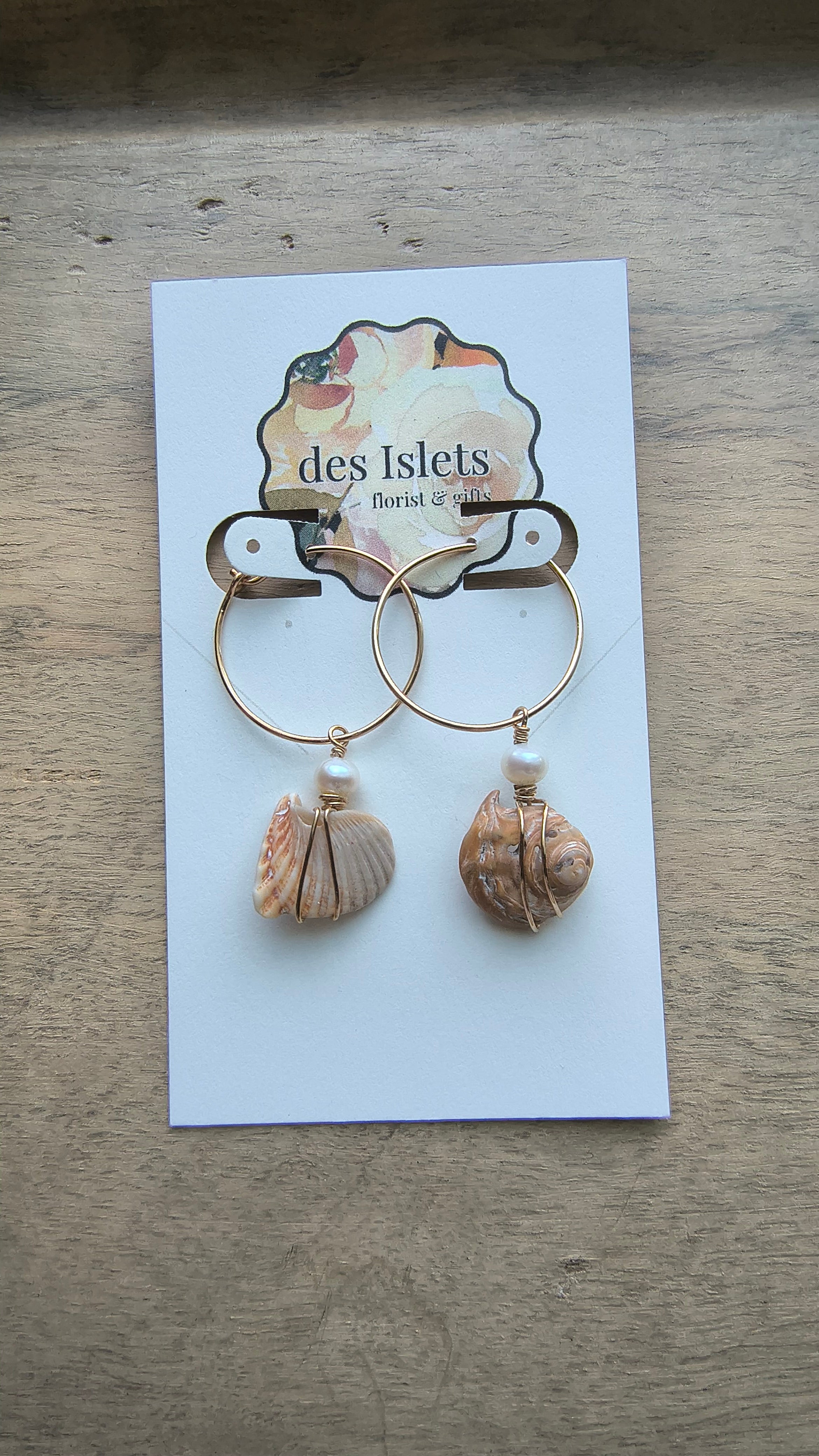 Gold Hoop Shell Earrings
